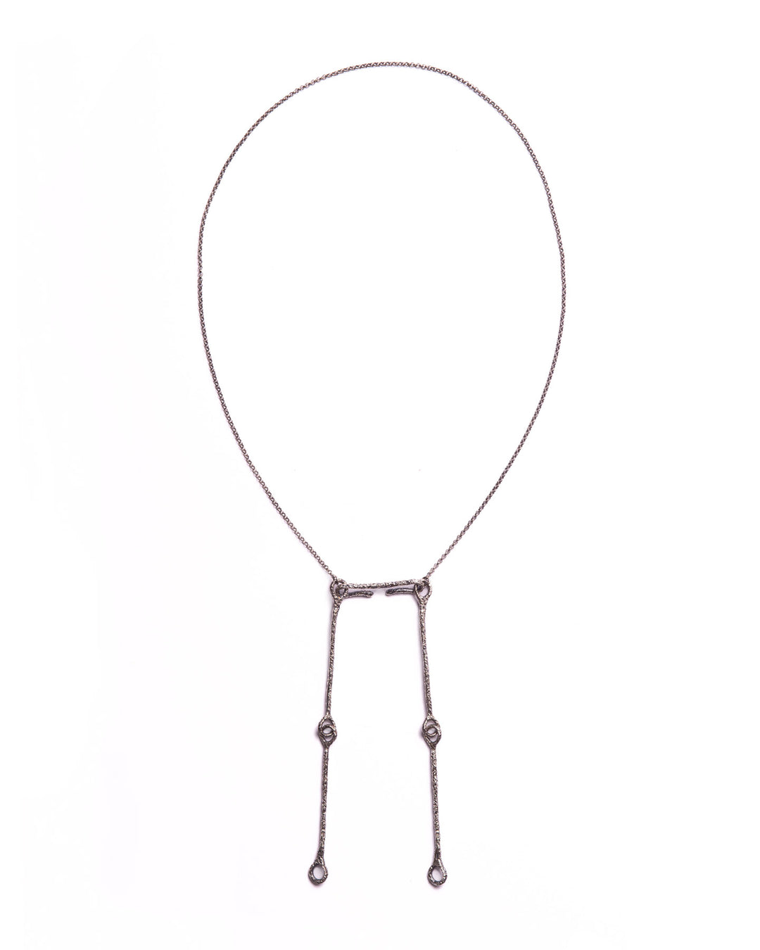 Handmade silver necklace from Naples, Italy, with a textured finish, adjustable rollo chain with metal tips, and versatile length options for a stylish, elegant accessory suitable for any occasion