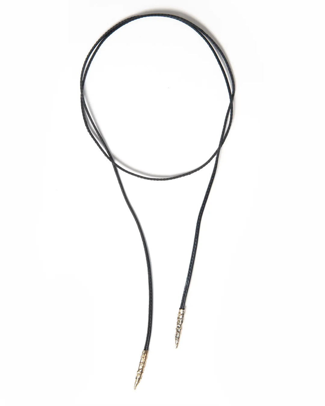 A black leather choker with pointed tips made of bronze.