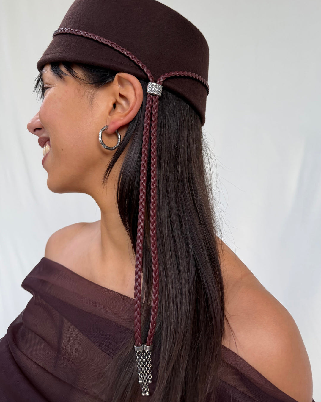 BEA BRAIDED CHOKER BURGUNDY