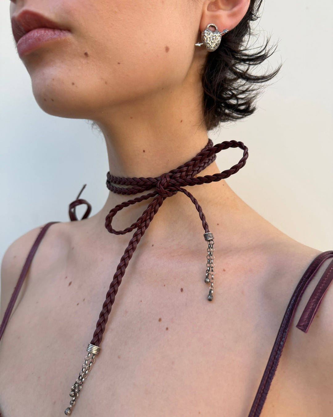 BEA BRAIDED CHOKER BURGUNDY