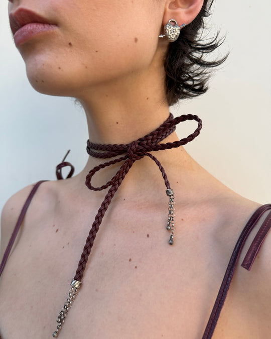 BEA BRAIDED CHOKER BURGUNDY