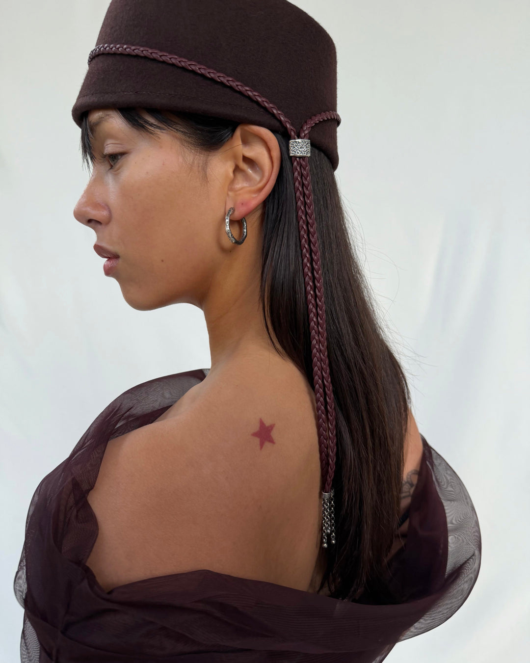 BEA BRAIDED CHOKER BURGUNDY