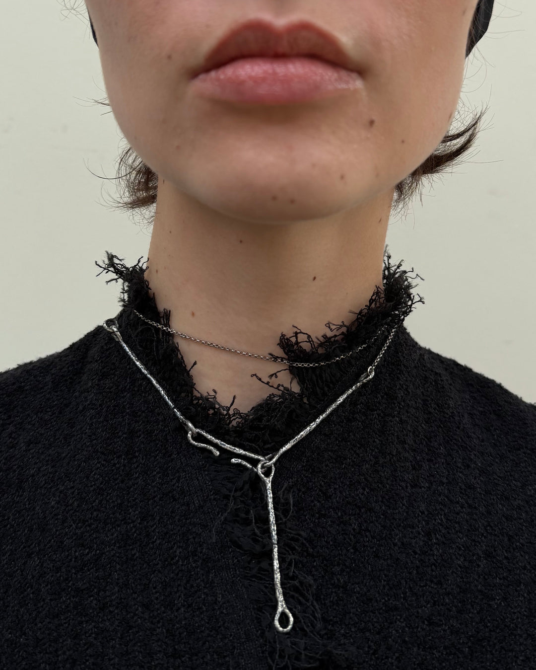 Delicate elegant silver necklace choker