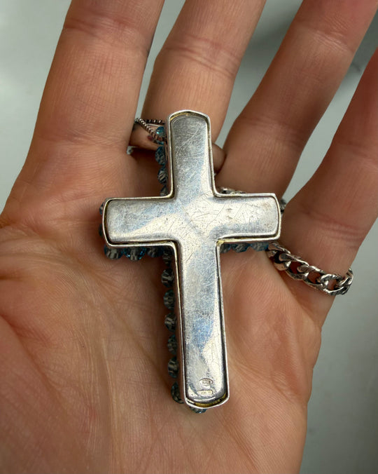 AQUA CROSS NECKLACE