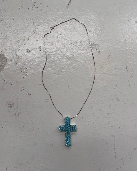 AQUA CROSS NECKLACE