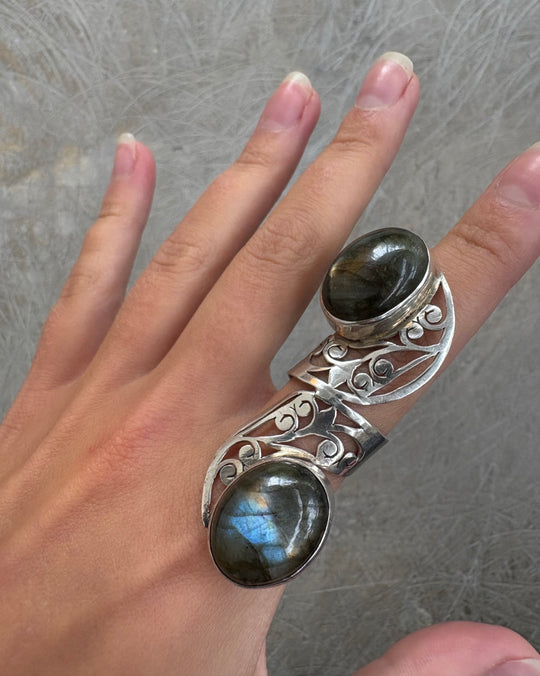 DOUBLE LABRADORITE RING