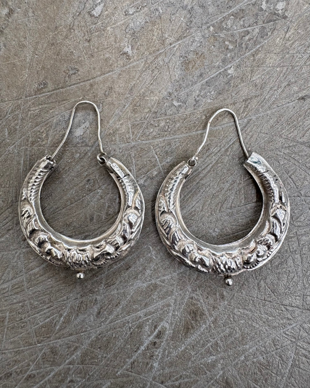 EMBOSSED MOON HOOPS
