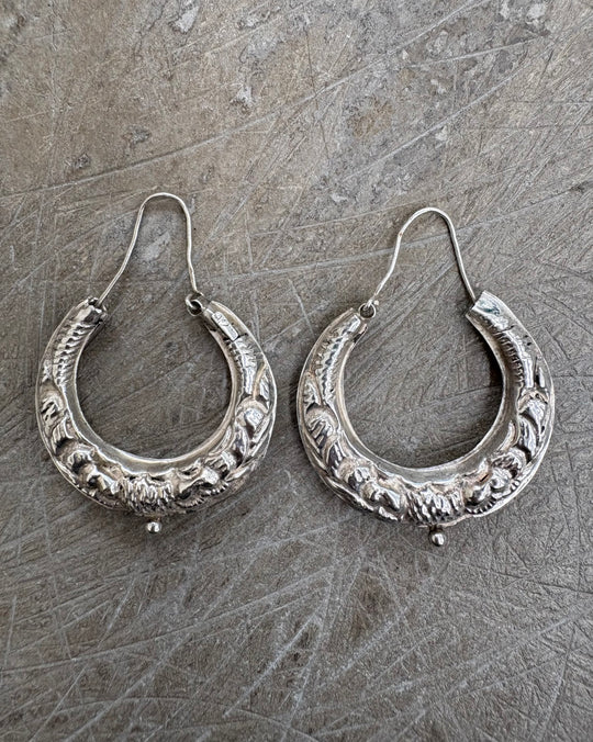 EMBOSSED MOON HOOPS