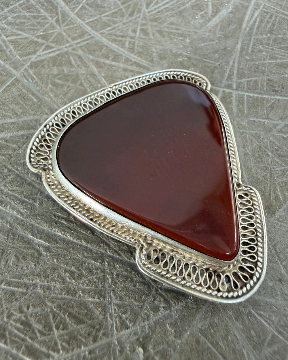 FILIGREE CARNELIAN BROOCH
