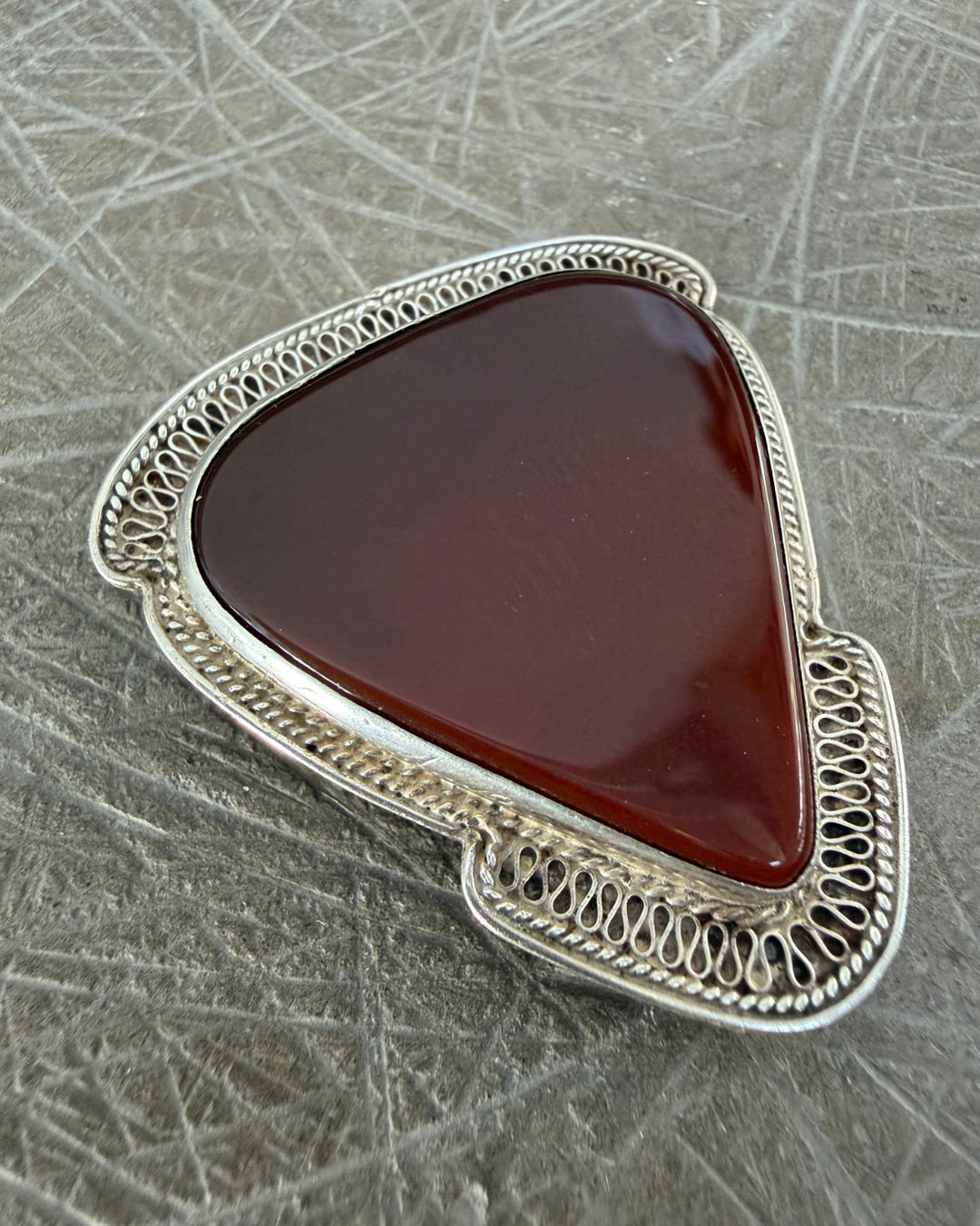 FILIGREE CARNELIAN BROOCH