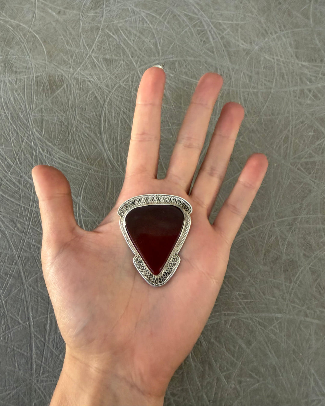 FILIGREE CARNELIAN BROOCH