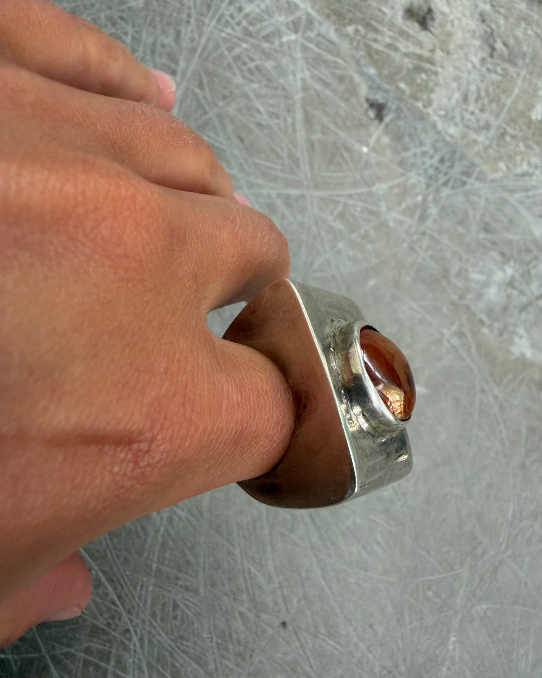 MODERNIST AMBER RING