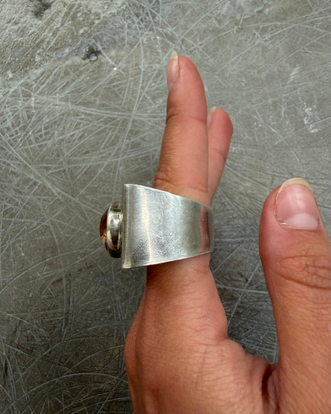 MODERNIST AMBER RING