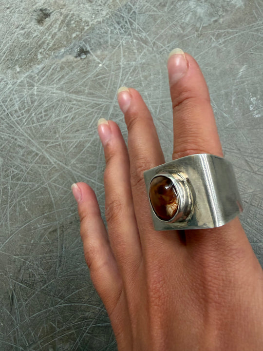 MODERNIST AMBER RING