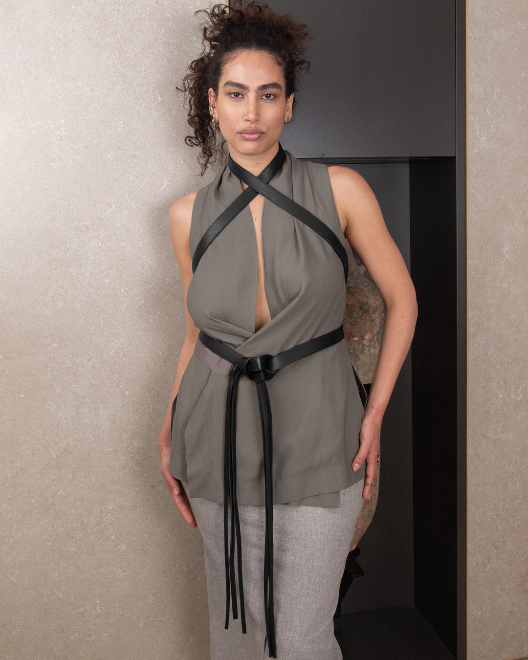 Eva Harness black belt styled on model