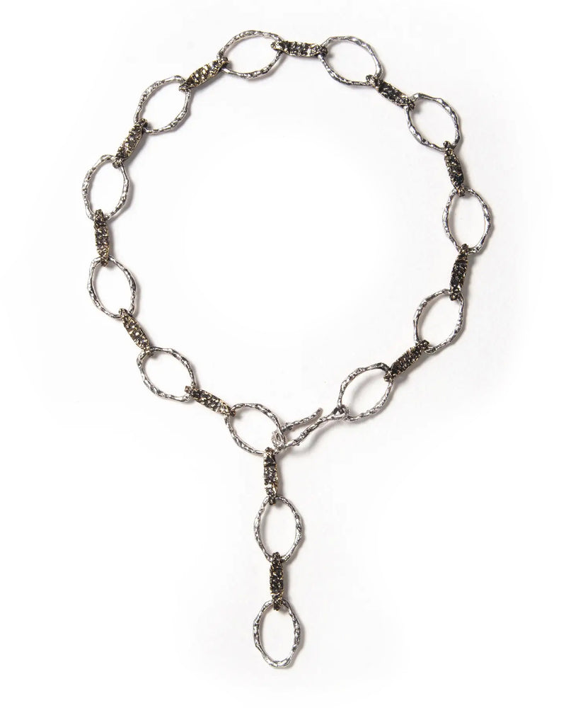 Silver chain necklace with mixed metals