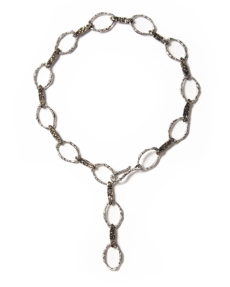 Silver chain necklace with mixed metals