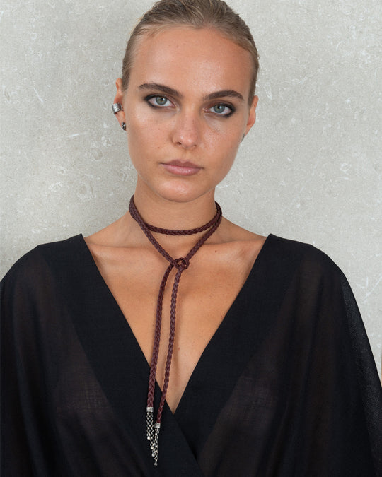 BEA BRAIDED CHOKER BURGUNDY