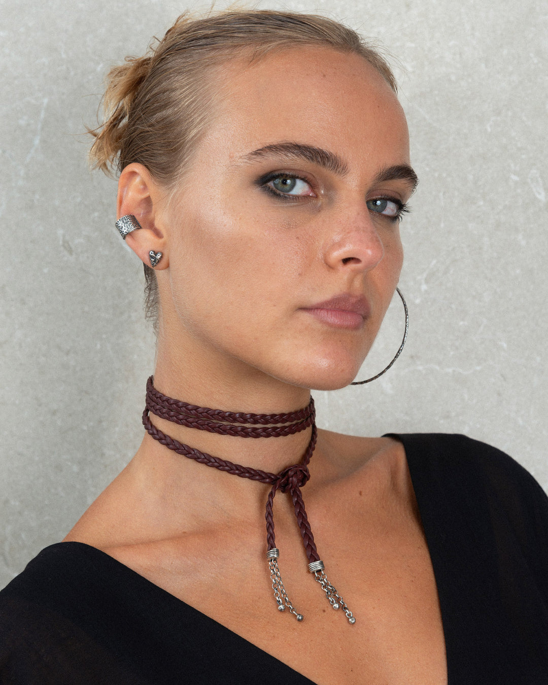 BEA BRAIDED CHOKER BURGUNDY