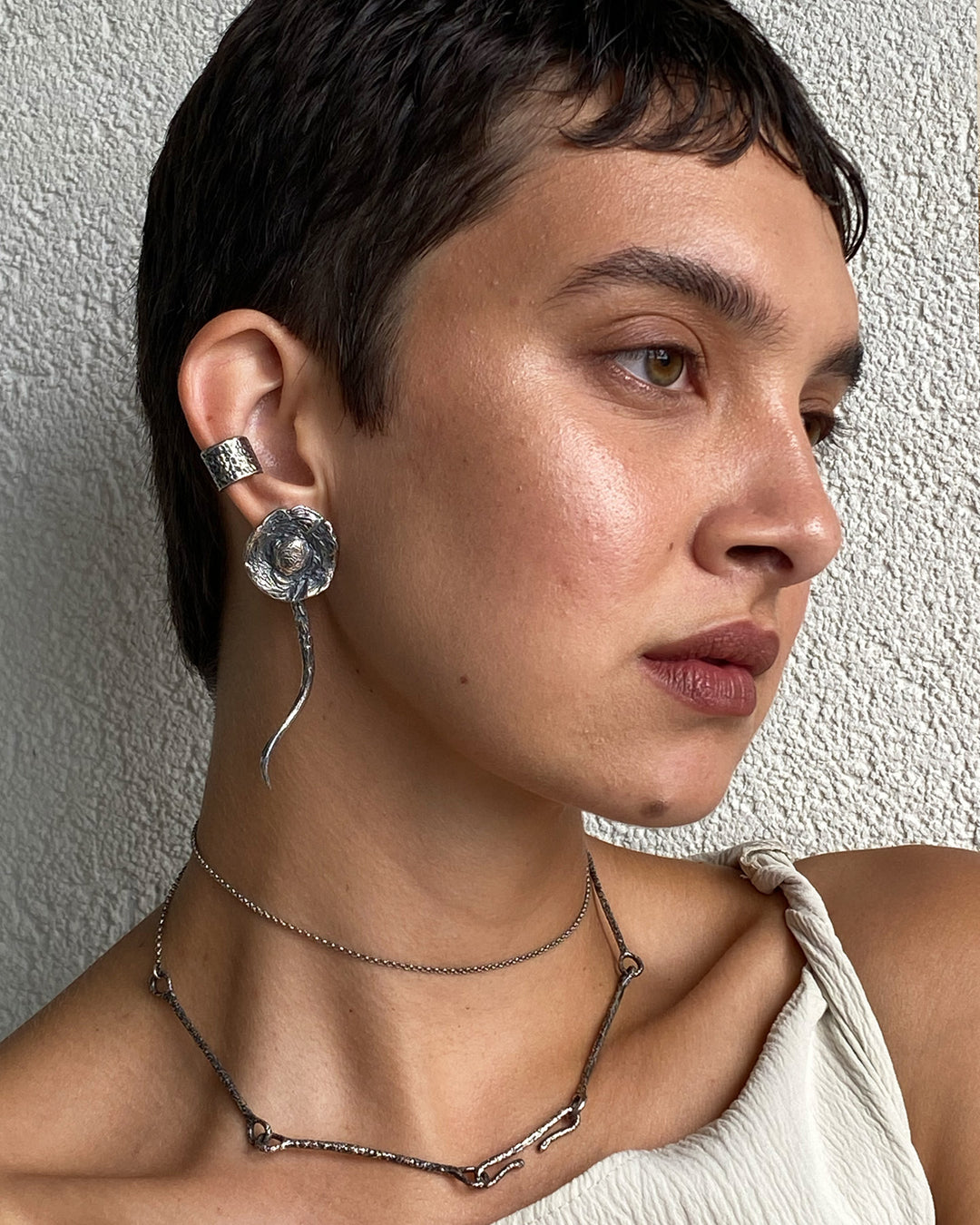 FUNGO SINGLE EARRING SILVER